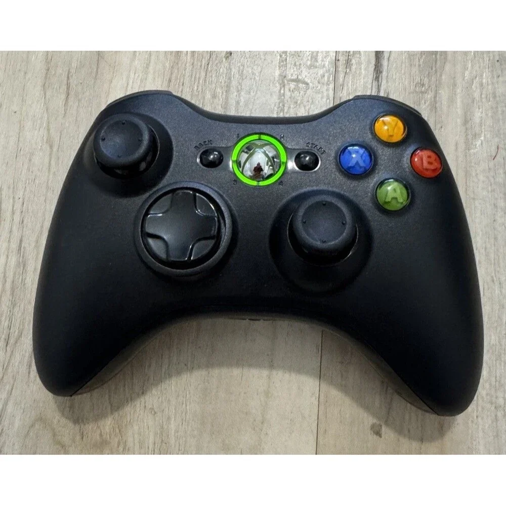 Microsoft Xbox 360 Wireless Controller OEM  - Black/Black w/Batteries Tested